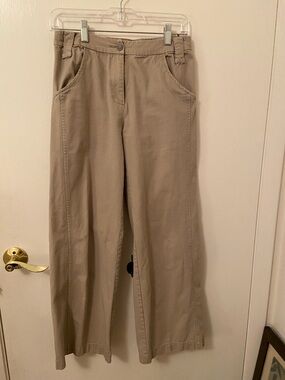 Wide Leg Khaki Pants - Neutral Tan